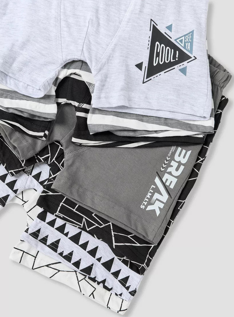 Juniors Printed Boxers with Elasticated Waistband - Set of 7-4