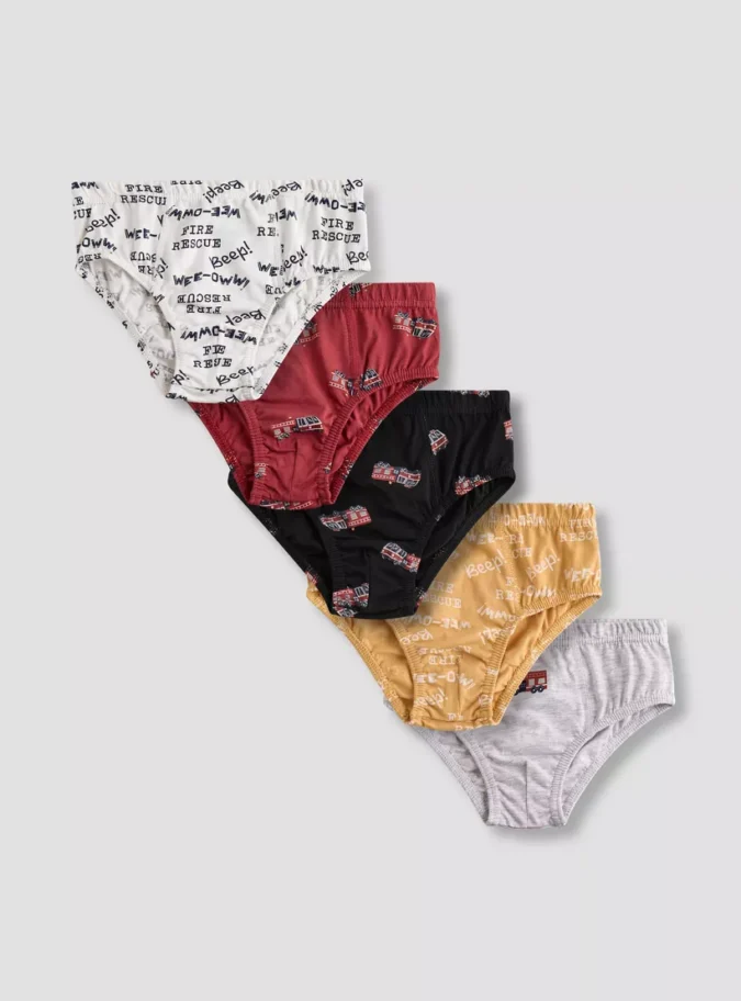 Juniors Printed Briefs with Elasticated Waistband - Set of 5-1