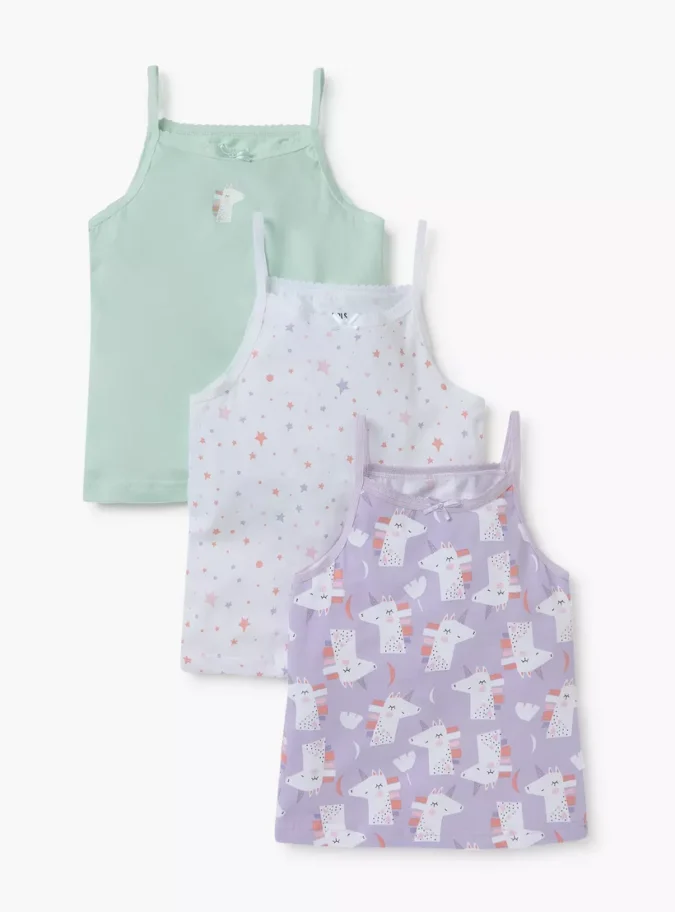 Juniors Printed Camisole with Bow Detail - Set of 3-1