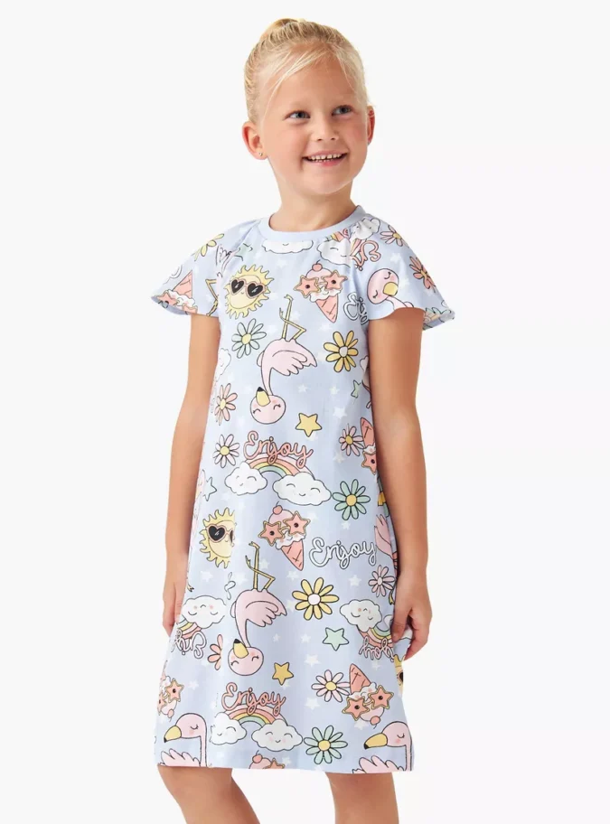 Juniors Printed Night Dress with Short Sleeves - Set of 2-2