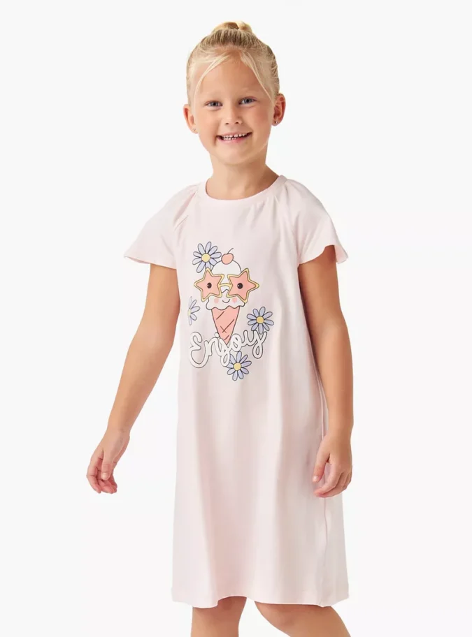 Juniors Printed Night Dress with Short Sleeves - Set of 2-3