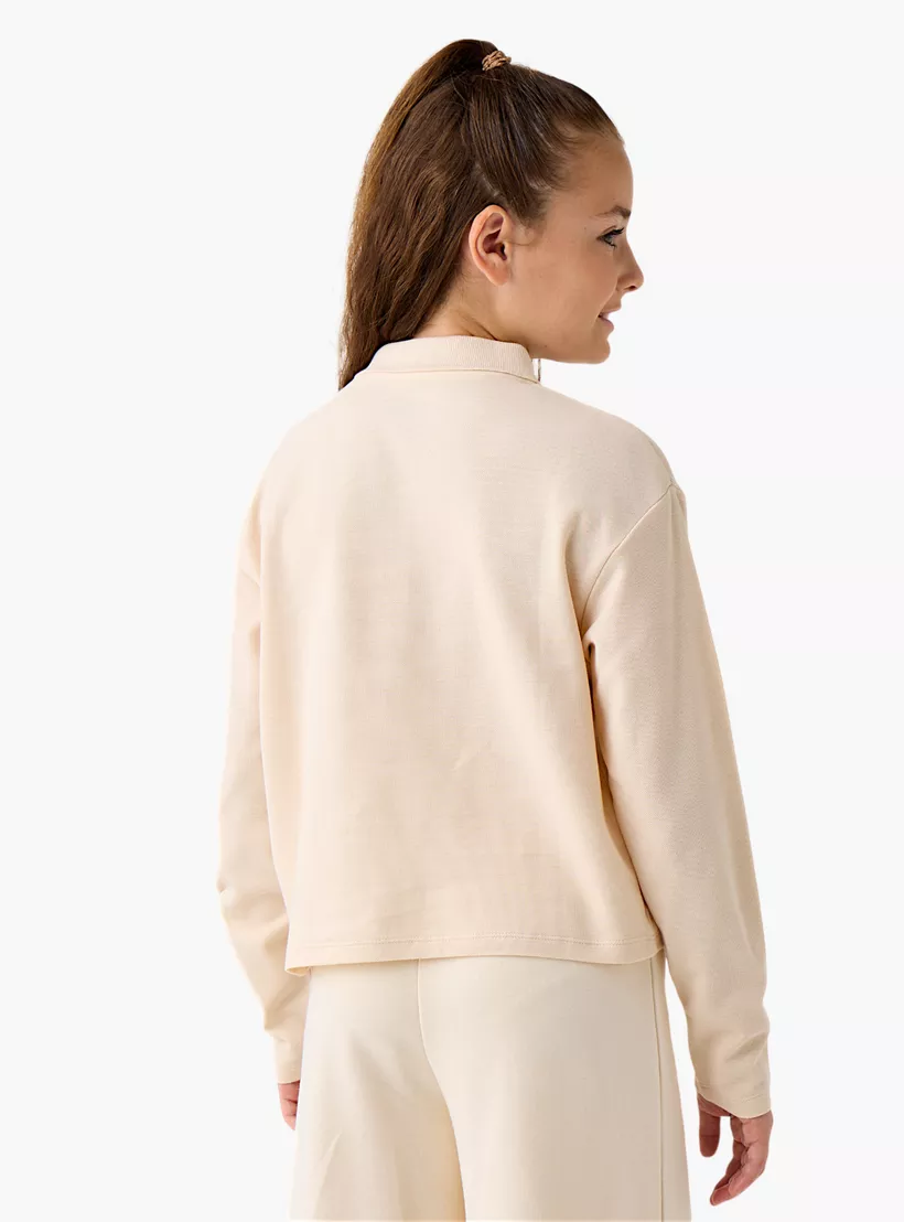 Juniors Printed Polo T-shirt with Long Sleeves-3