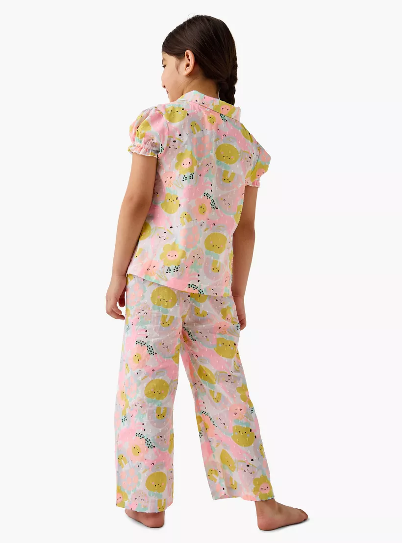 Juniors Printed Shirt and Pyjama Set-4