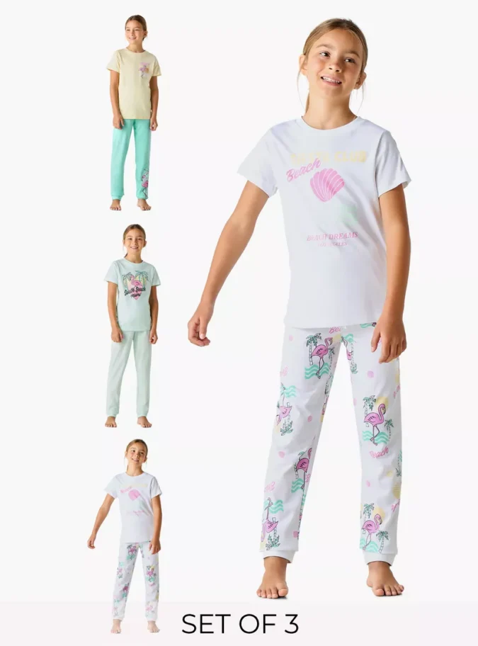 Juniors Printed T-shirts and Pyjamas - Set of 3-1