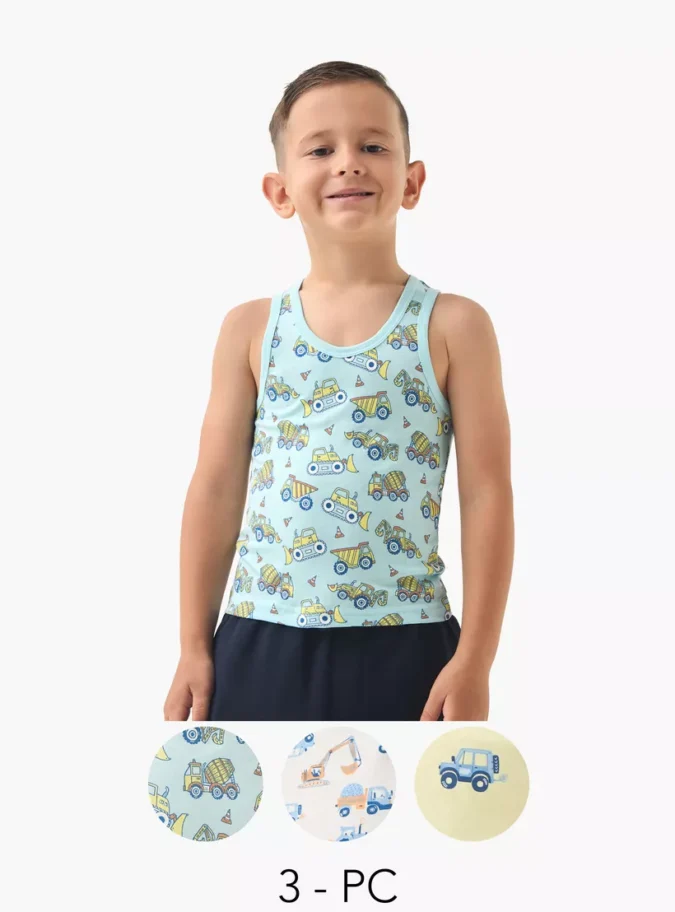Juniors Printed Vest with Round Neck - Set of 3-1