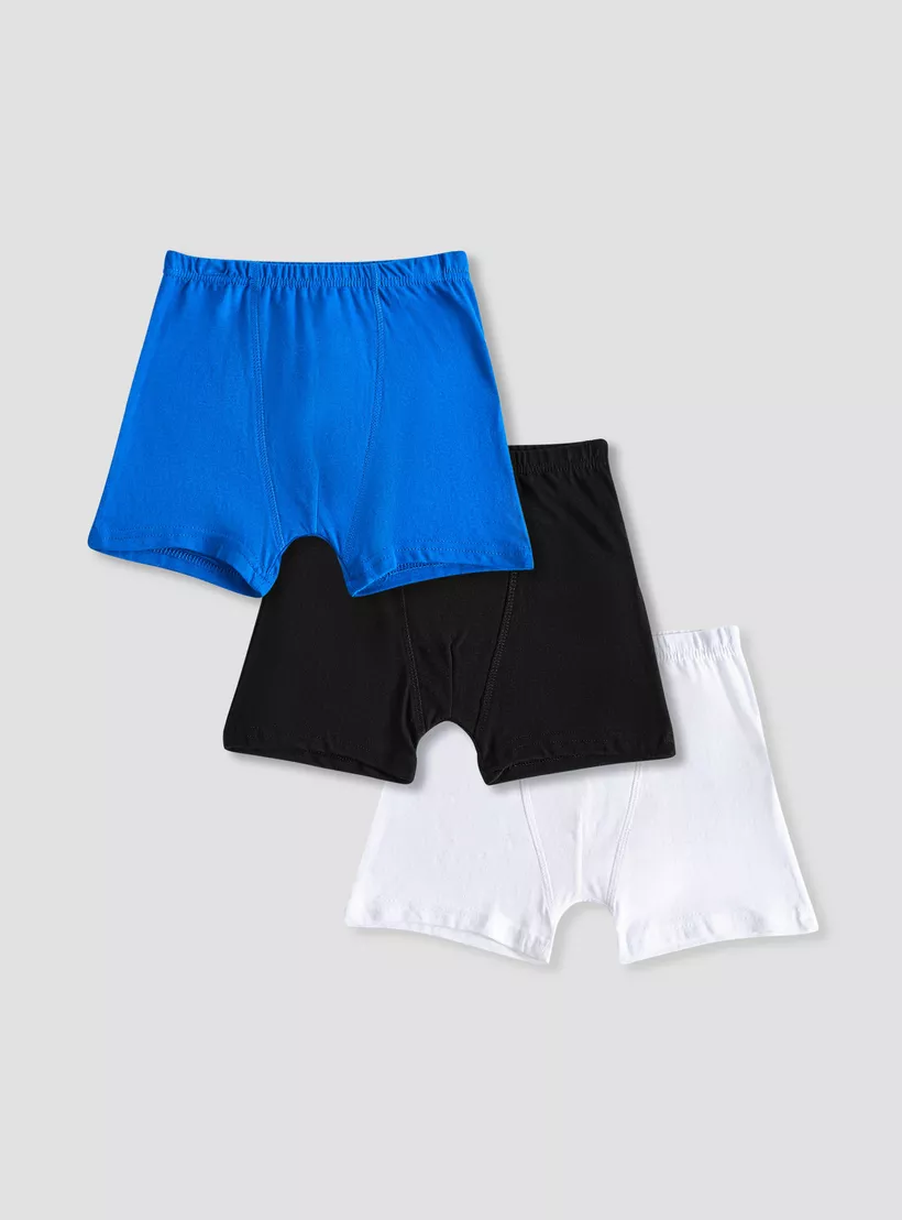 Juniors Solid Boxers with Elasticated Waistband - Set of 3-2