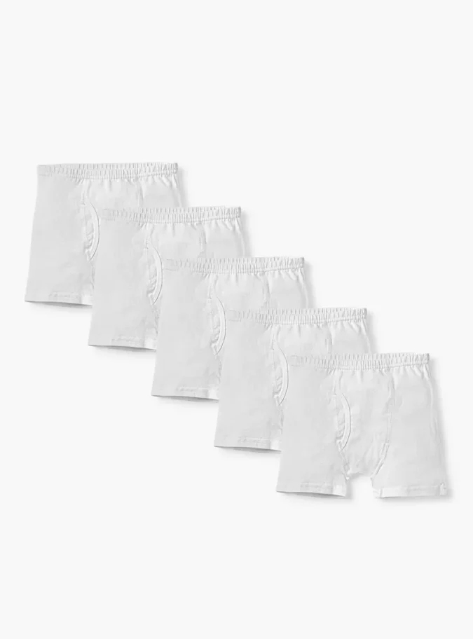 Juniors Solid Boxers with Elasticised Waistband - Set of 5-1