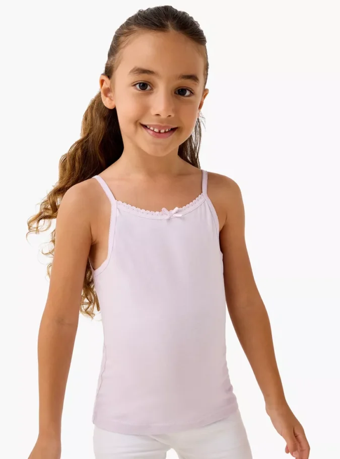 Juniors Solid Camisole with Scallop Trim and Bow Detail - Set of 5-2