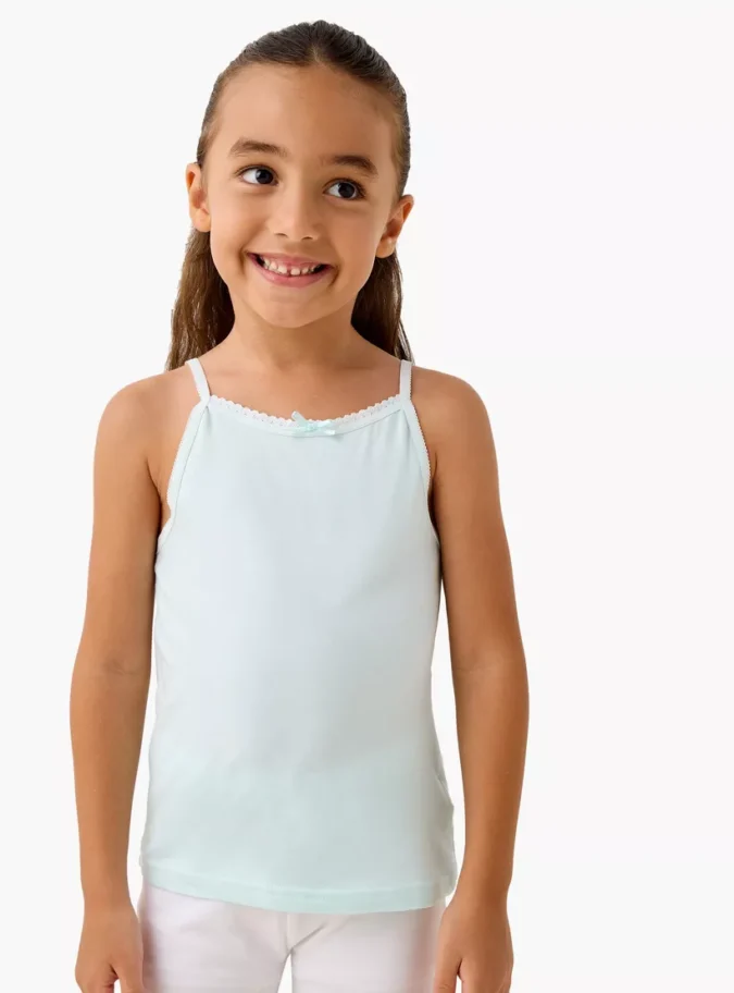 Juniors Solid Camisole with Scallop Trim and Bow Detail - Set of 5-3