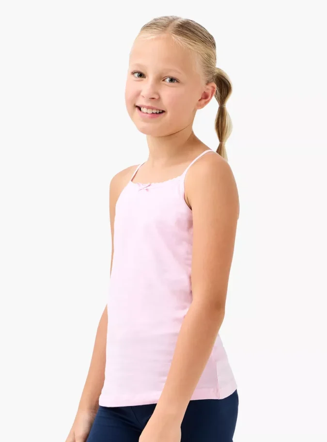 Juniors Solid Camisole with Scallop Trim and Bow Detail - Set of 5-4