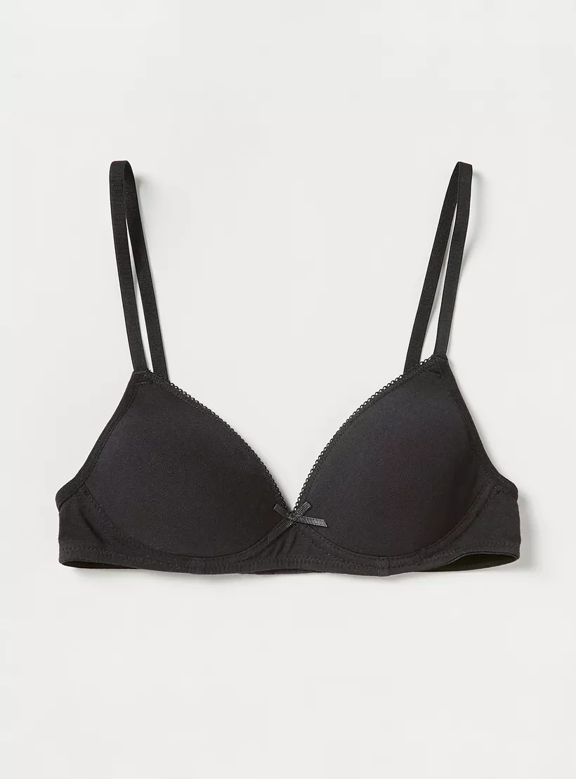 Juniors Solid Laced Padded Bra with Hook and Eye Closure - Set of 2-2