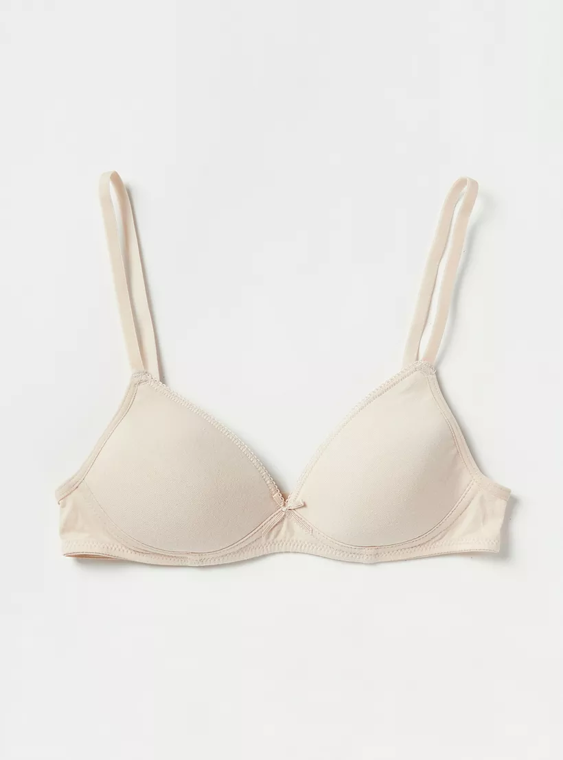 Juniors Solid Laced Padded Bra with Hook and Eye Closure - Set of 2-3