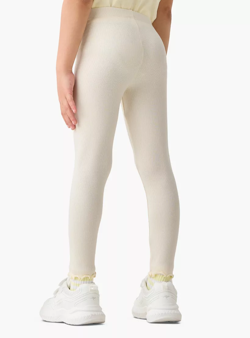 Juniors Solid Leggings with Elasticated Waistband-3