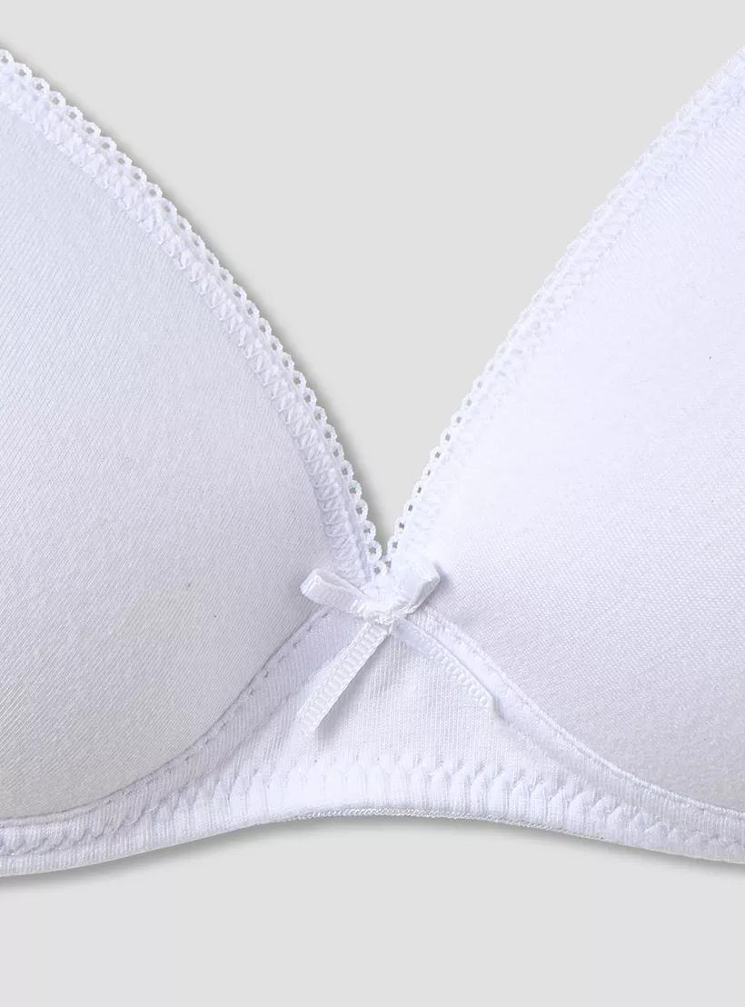 Juniors Solid Padded Bra with Hook and Eye Closure - Set of 2-2