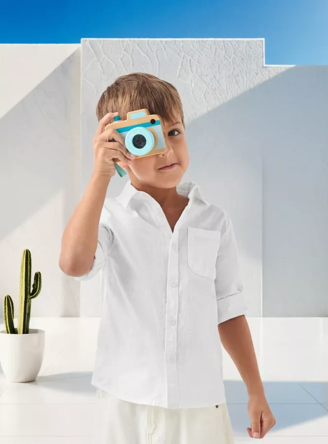 Juniors Solid Shirt with Button Closure and Long Sleeves-1