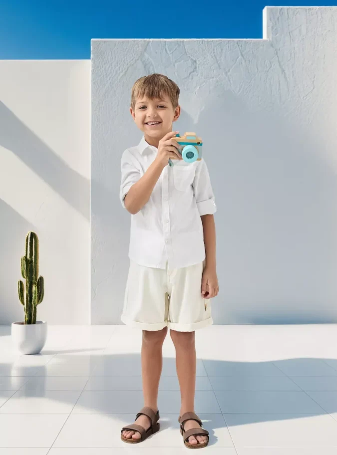 Juniors Solid Shirt with Button Closure and Long Sleeves-2
