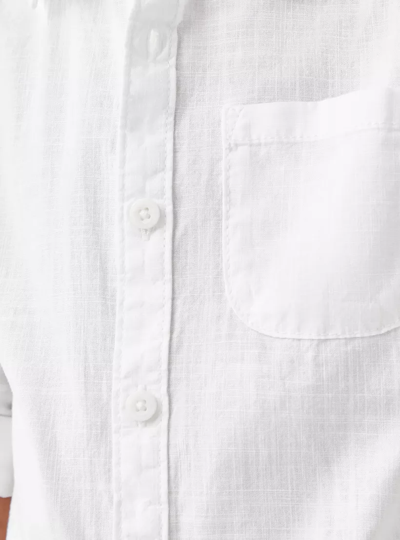 Juniors Solid Shirt with Button Closure and Long Sleeves-4