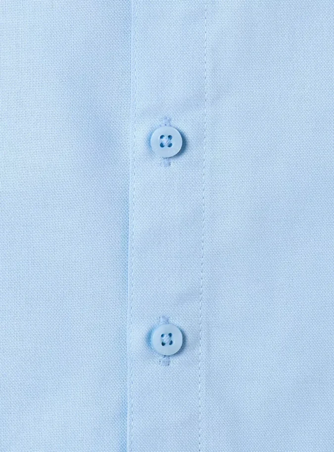Juniors Solid Shirt with Long Sleeves and Chest Pocket-3