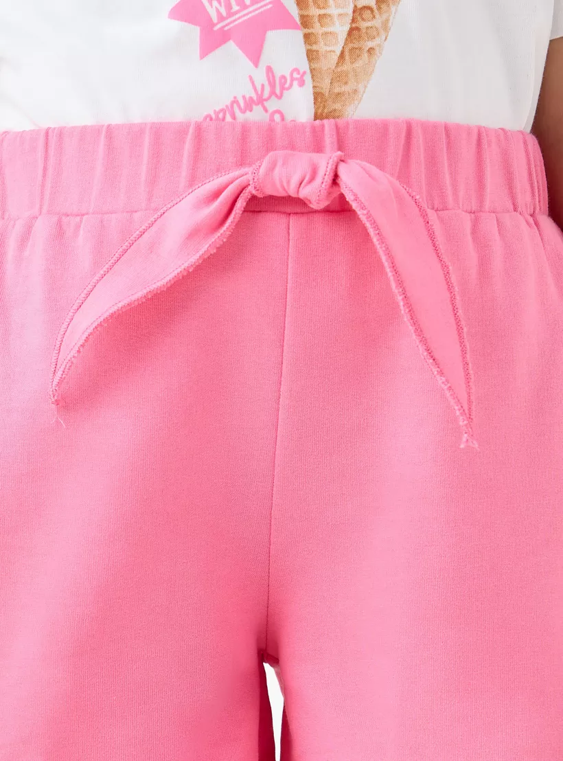 Juniors Solid Shorts with Elasticated Waistband and Frill Detail-4