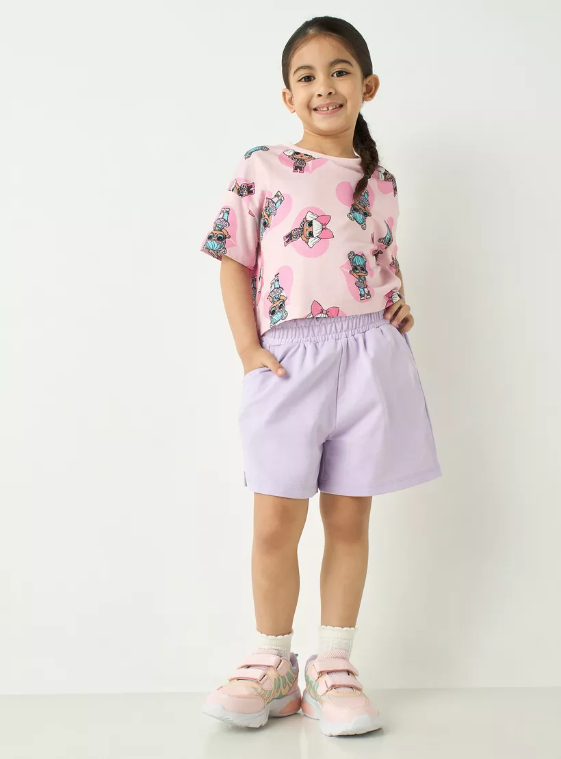 Juniors Solid Shorts with Pockets and Elasticated Waistband-2