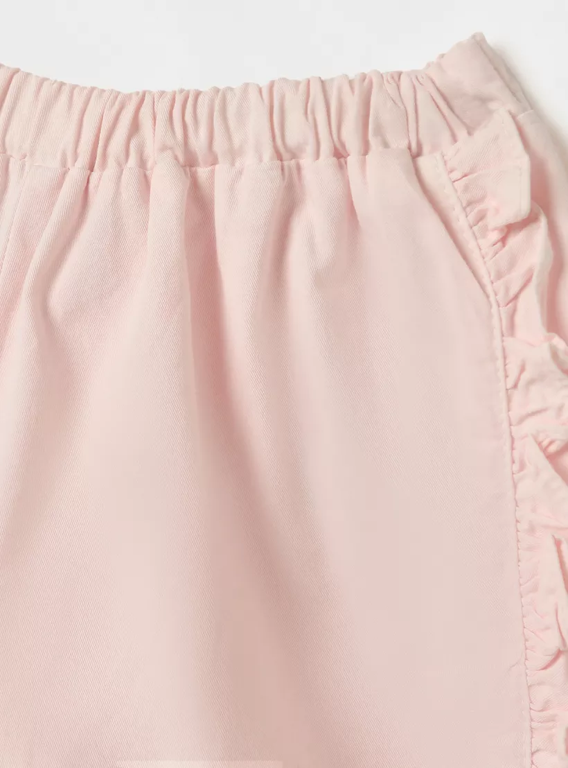 Juniors Solid Shorts with Ruffle Detail and Elasticated Waistband-3