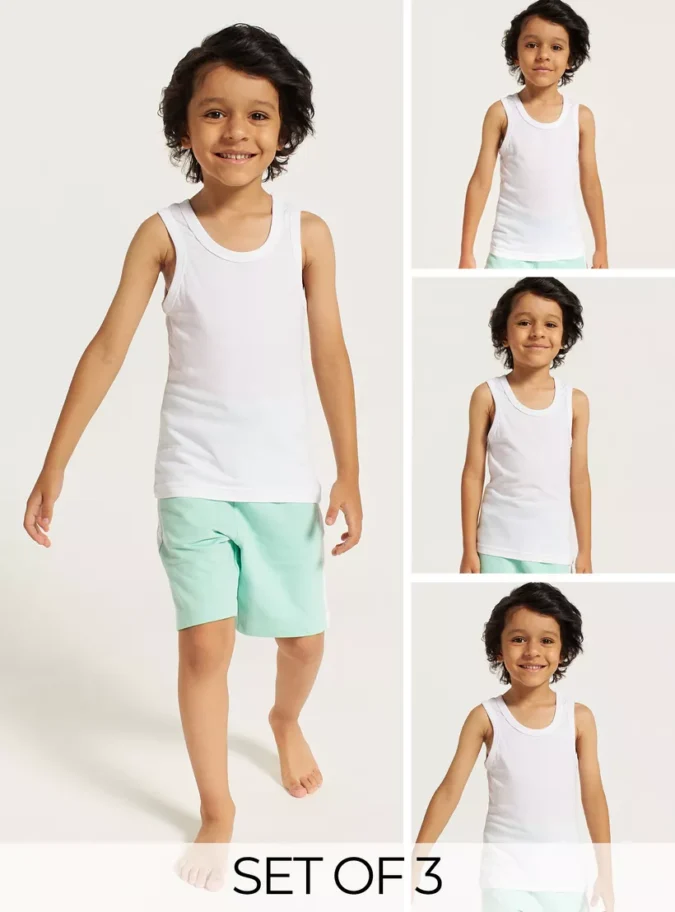 Juniors Solid Vest - Set of 3-1