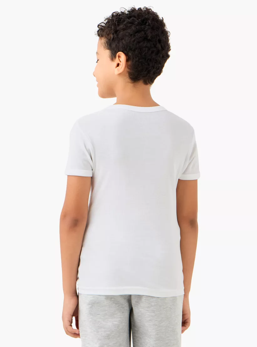 Juniors Solid Vest with Round Neck and Short Sleeves-3