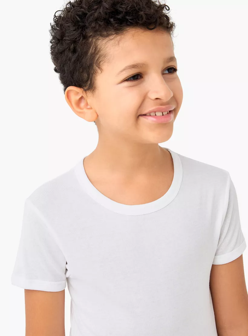 Juniors Solid Vest with Round Neck and Short Sleeves-4