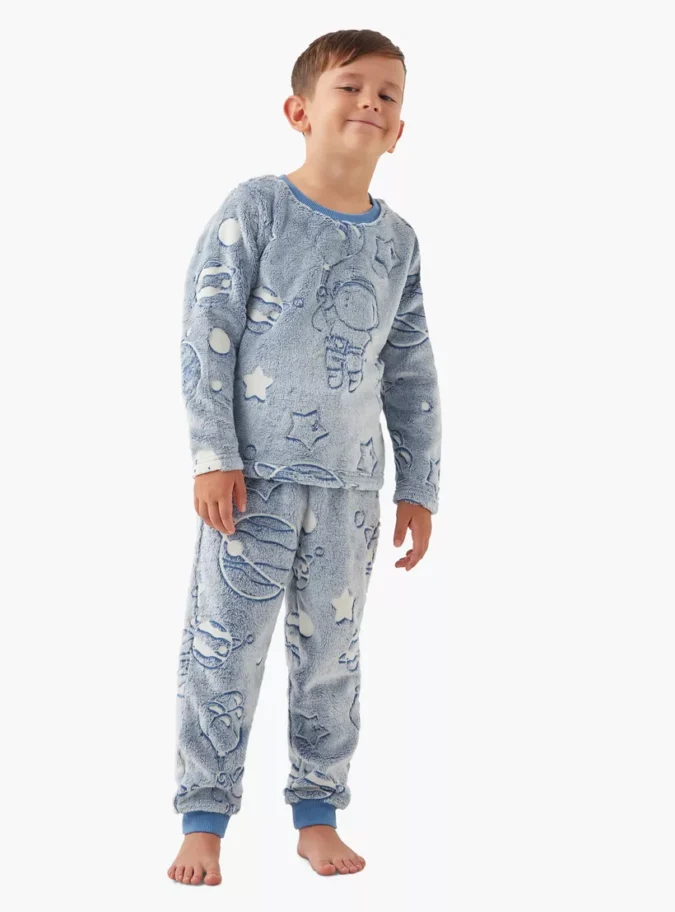 Juniors Space Embossed T-shirt and Pyjama Set-1