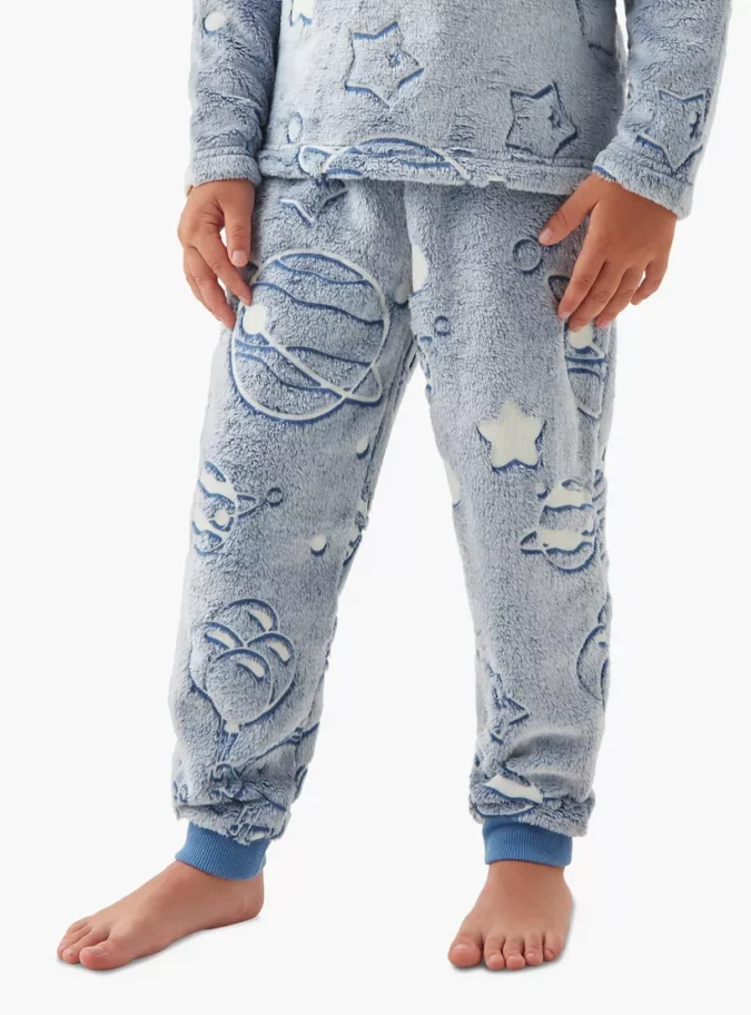 Juniors Space Embossed T-shirt and Pyjama Set-4