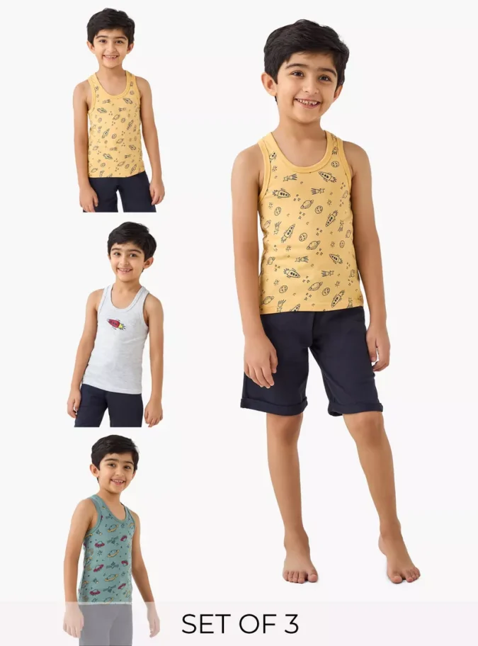 Juniors Space Print Vest - Set of 3-1