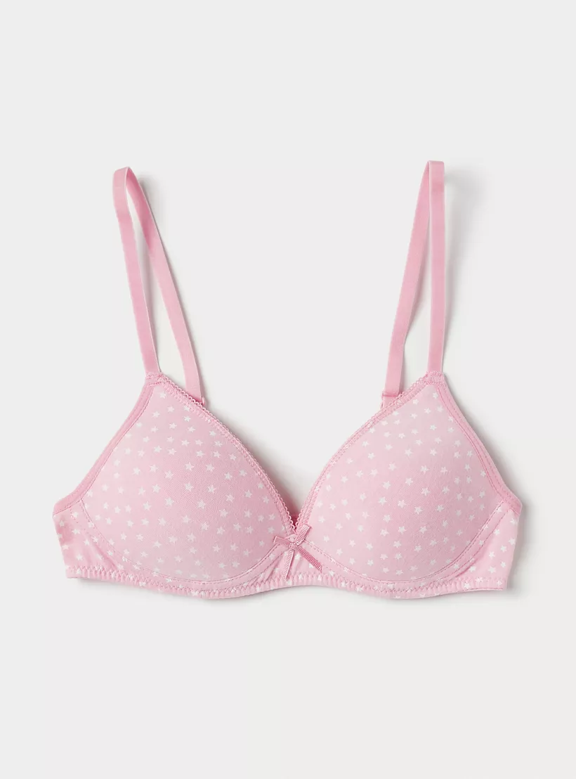 Juniors Star Print Bow Applique Bra with Hook and Eye Closure - Set of 2-2