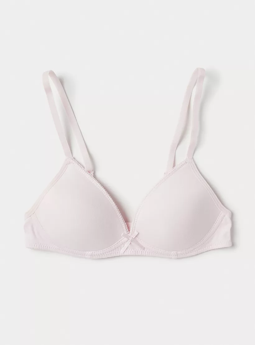 Juniors Star Print Bow Applique Bra with Hook and Eye Closure - Set of 2-3