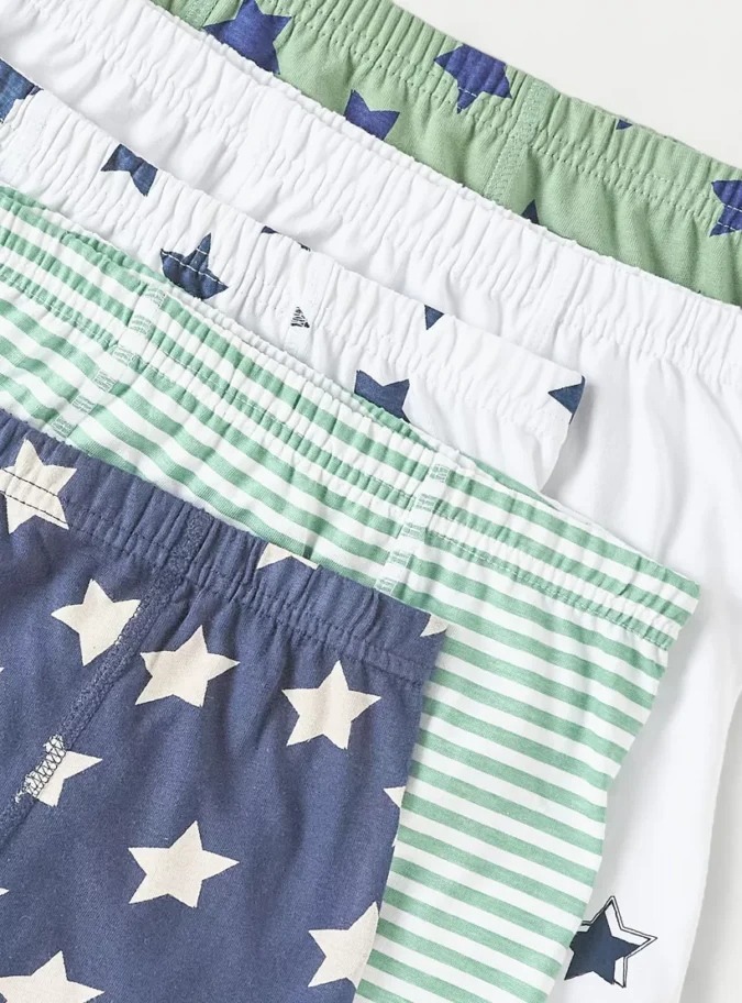 Juniors Star Print Boxers with Elasticated Waistband - Set of 5-3