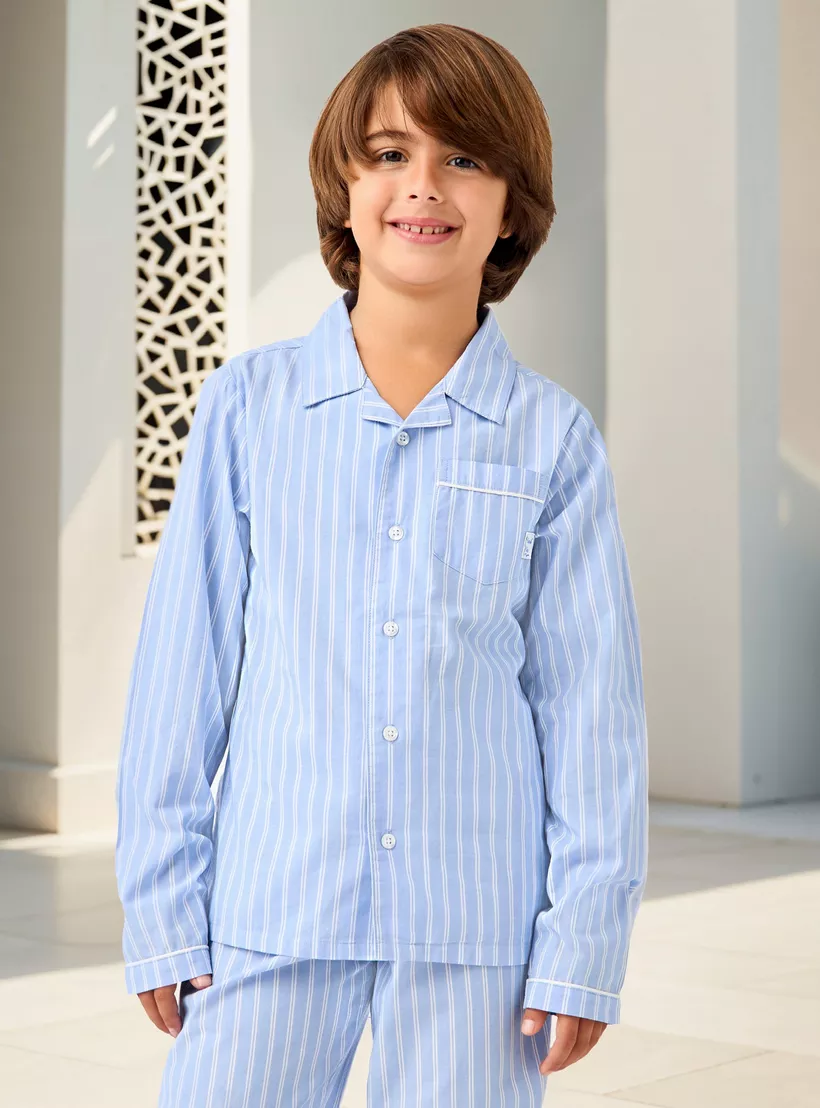 Juniors Striped Long Sleeves Shirt and Pyjama Set-2