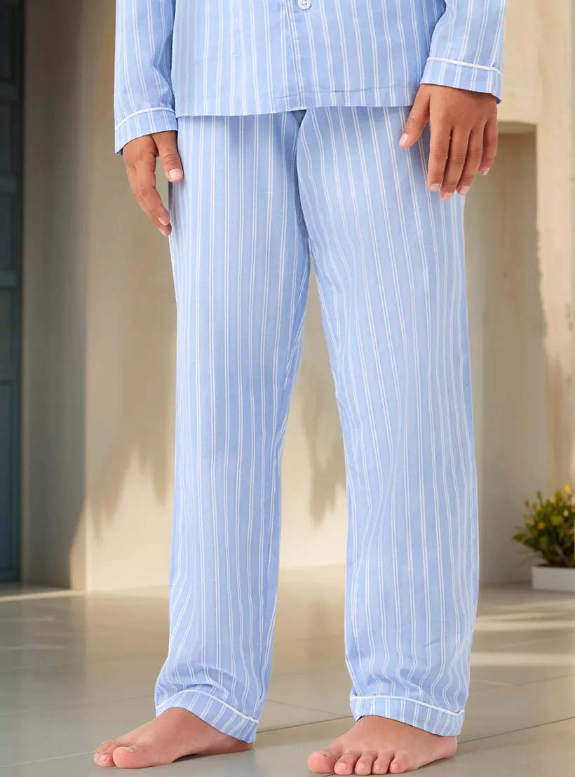 Juniors Striped Long Sleeves Shirt and Pyjama Set-3