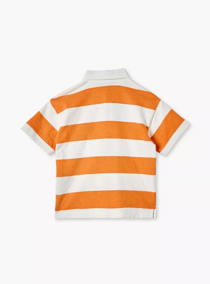 Juniors Striped Polo T-shirt with Short Sleeves-2