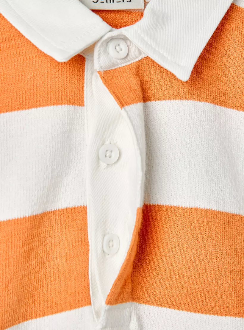 Juniors Striped Polo T-shirt with Short Sleeves-3