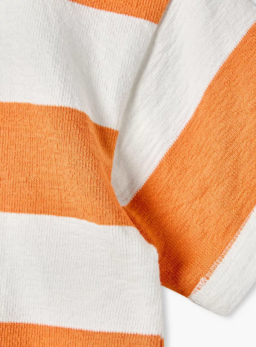 Juniors Striped Polo T-shirt with Short Sleeves-4