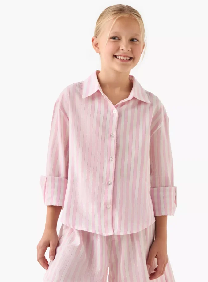 Juniors Striped Shirt and Shorts Set-2
