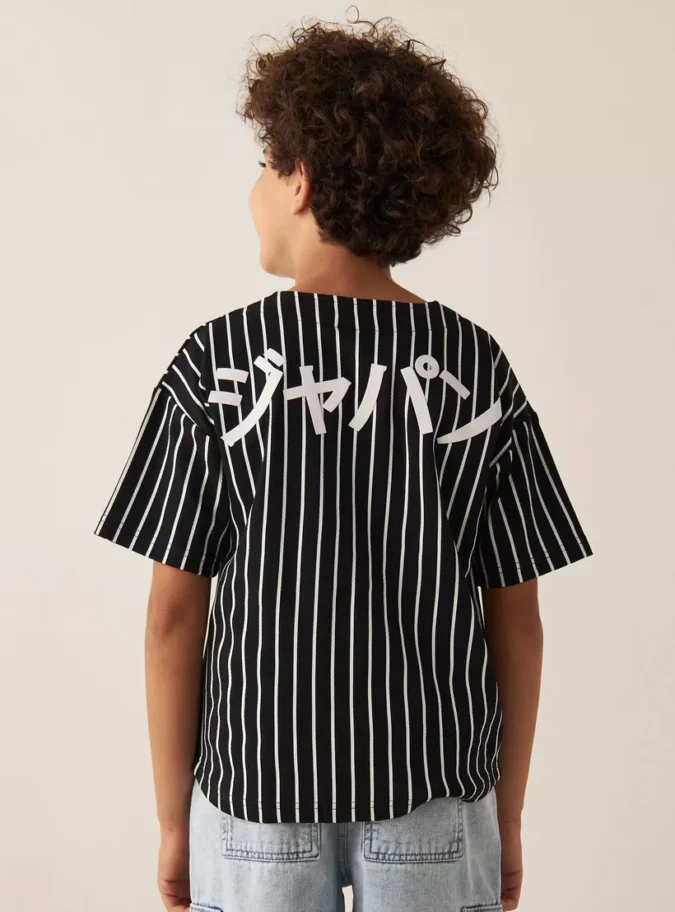 Juniors Striped Shirt with Short Sleeves -3