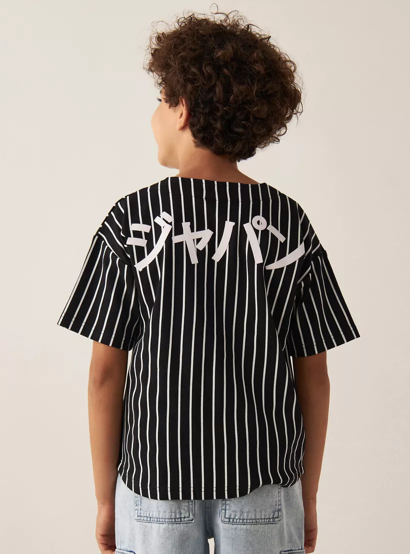 Juniors Striped Shirt with Short Sleeves -3