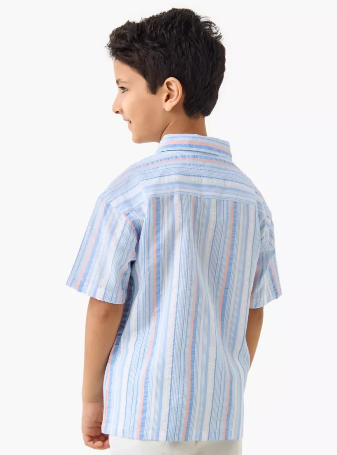 Juniors Striped Shirt with Short Sleeves-3
