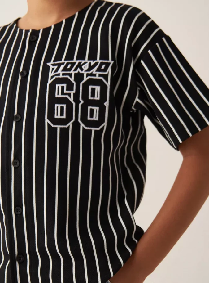 Juniors Striped Shirt with Short Sleeves -4