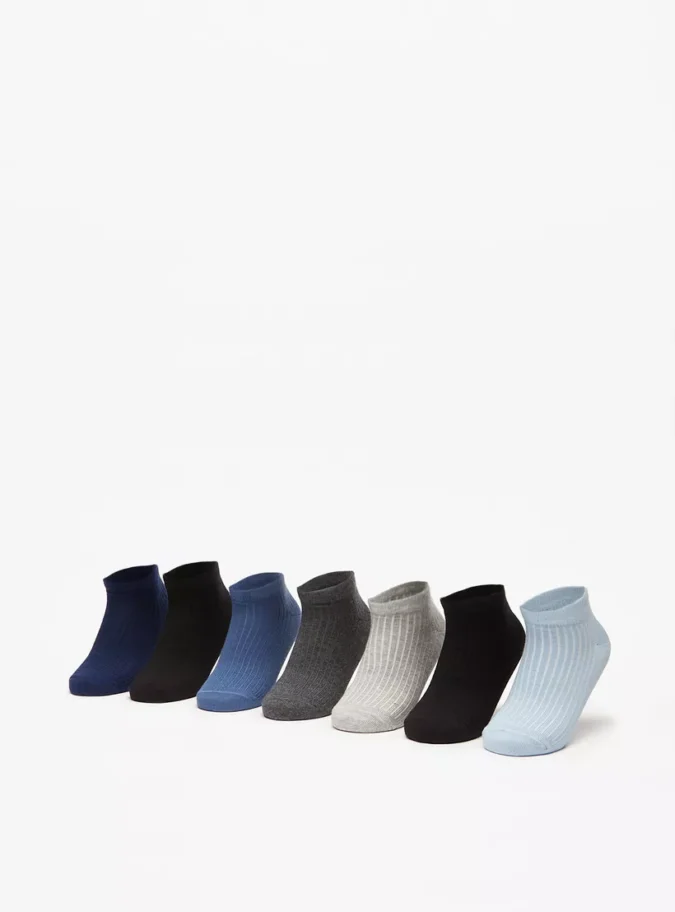 Juniors Textured Ankle Length Socks - Set of 7-1