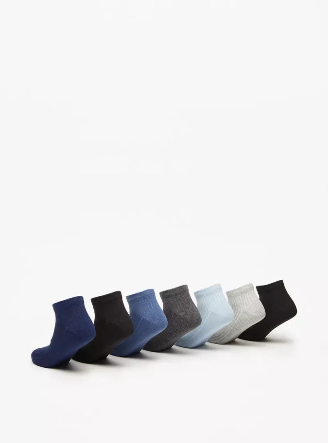 Juniors Textured Ankle Length Socks - Set of 7-2