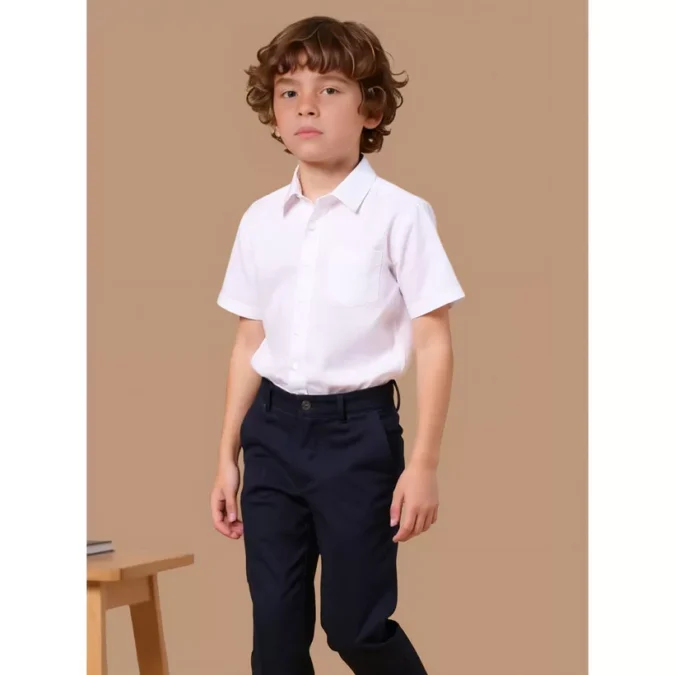 Juniors Textured Shirt with Short Sleeves and Pocket-1