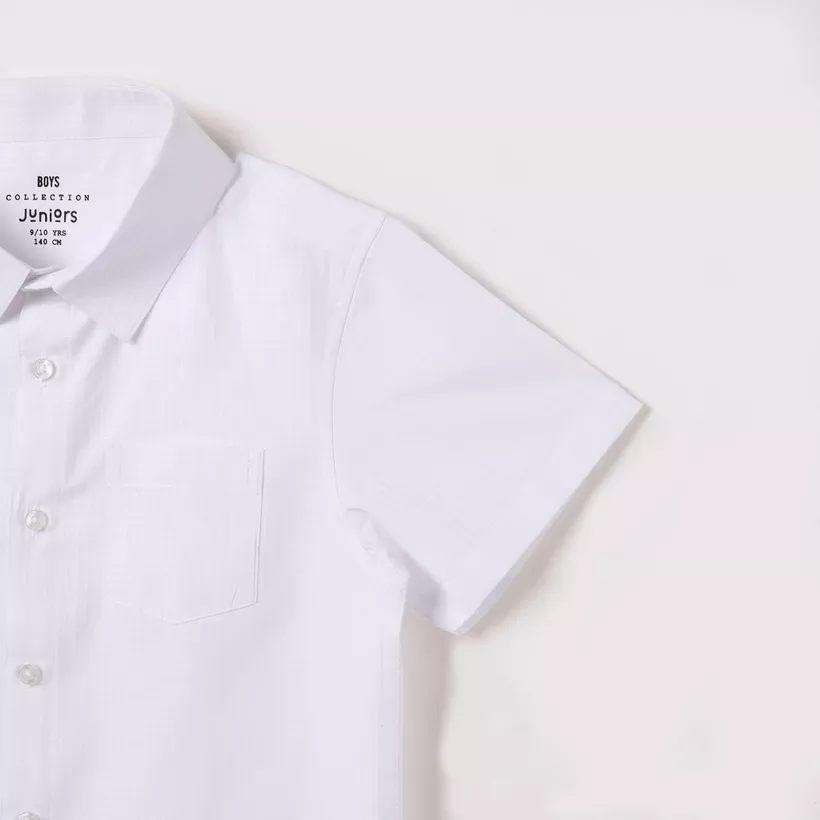 Juniors Textured Shirt with Short Sleeves and Pocket-4