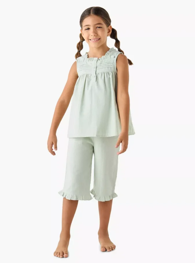 Juniors Textured Sleeveless Top and Pyjama Set-1