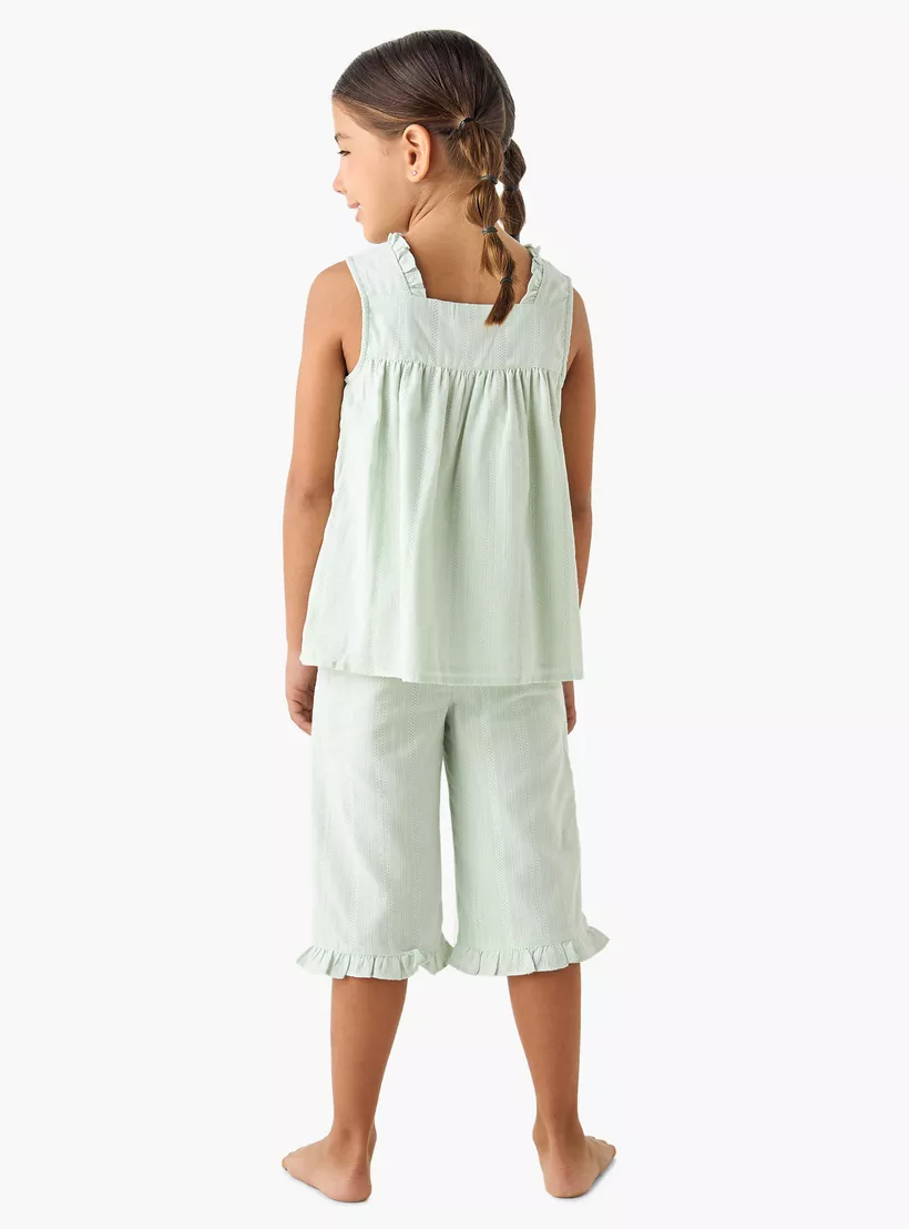 Juniors Textured Sleeveless Top and Pyjama Set-4